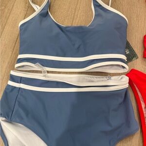 Cupshe Blue and White Bikini Set